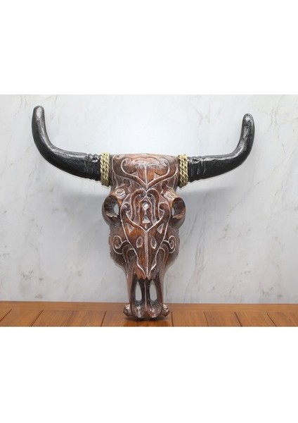 Ahşap Duvara Asmalı Bufalo Kafası
