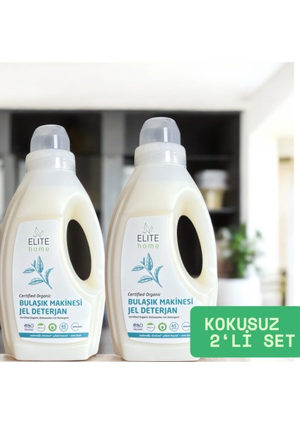 Organik Sertifikalı Jel Bulaşık Makinesi Deterjanı 825 ml 2 Li Set Kokusuz