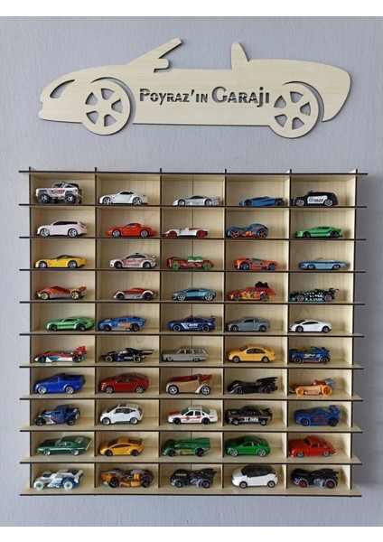 Oyuncak Araba Rafı 50'li 1/64 (Hotwheels ve Matcbox Arabaları Için Uygundur)