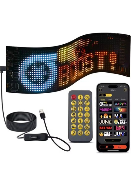 LED Panel Cama Yapışan Telefon Kontrollü LED Ekran Panel 16*64 LED Sayısı