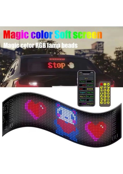LED Panel Cama Yapışan Telefon Kontrollü LED Ekran Panel 16*64 LED Sayısı
