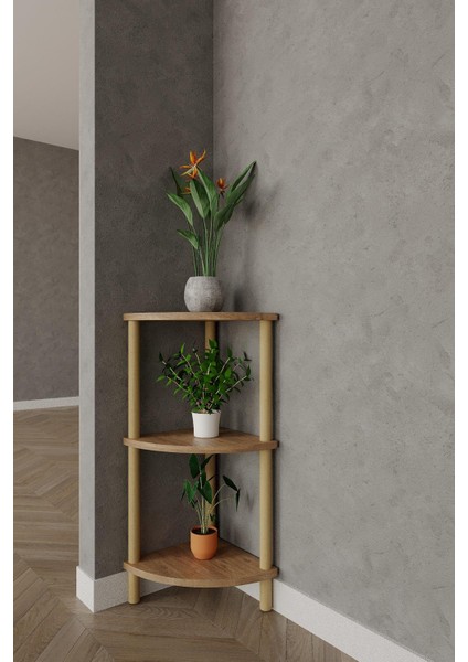 3 Katlı Ahşap Köşe Raf – 29X29X74 cm – Dekoratif Açık Raf Ünitesi fiyatları