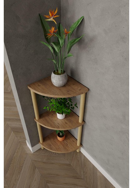 3 Katlı Ahşap Köşe Raf – 29X29X74 cm – Dekoratif Açık Raf Ünitesi modelleri