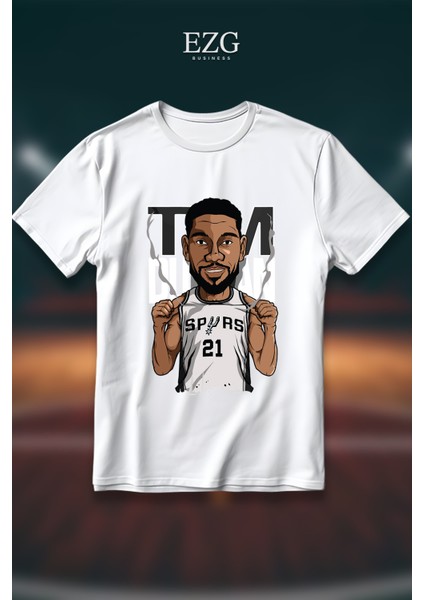 Tım Duncan Model T-Shirt Unisex %100 Pamuklu Rahat Regular Baskı Tişört