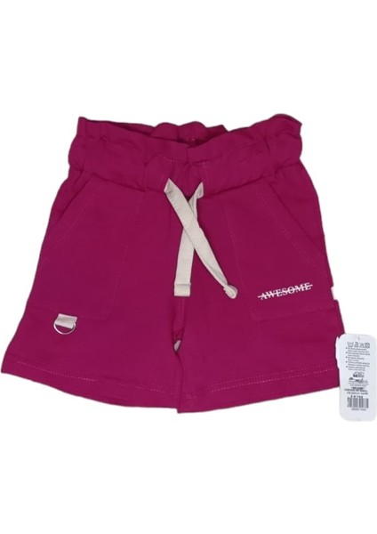 Kız Çocuk Bel Detaylı Cepli Tekstil Şort