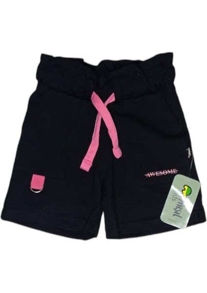 Kız Çocuk Bel Detaylı Cepli Tekstil Şort modelleri