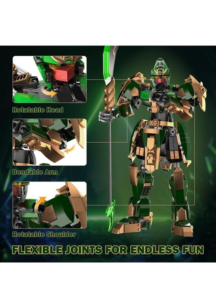 Mecha Robot Yapı Taşları, Guan Yu Savaşçı Kahraman Model Seti