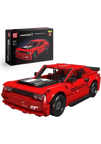 15080 Dodge Challenger Yapım Seti, 738 Parça, Çek-Bırak Motorlu Yarış Arabası