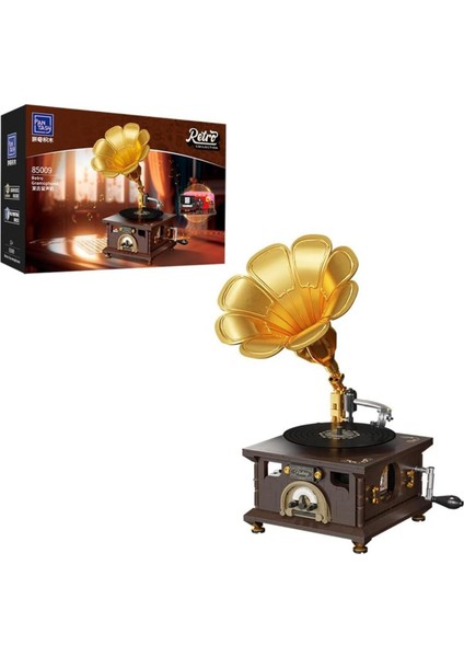 Retro Fonograf Seti, Vintage Gramofon Müzik Kutusu Yapım Seti, Akustik Müzik Deneyimi