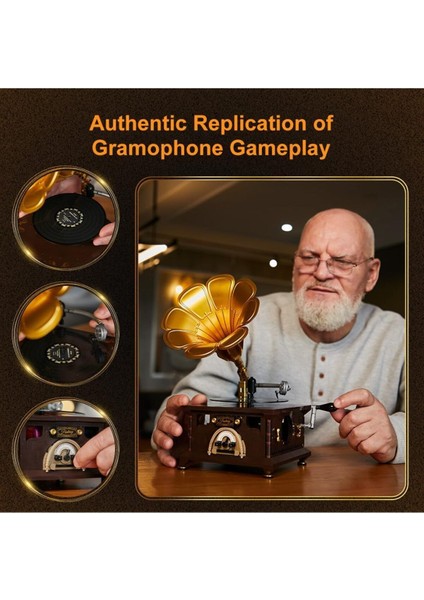 Retro Fonograf Seti, Vintage Gramofon Müzik Kutusu Yapım Seti, Akustik Müzik Deneyimi fırsatları