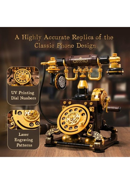 Retro Telefon Yapı Taşı Seti ,yetişkinler Için Vintage Kendin Yap Maket Seti