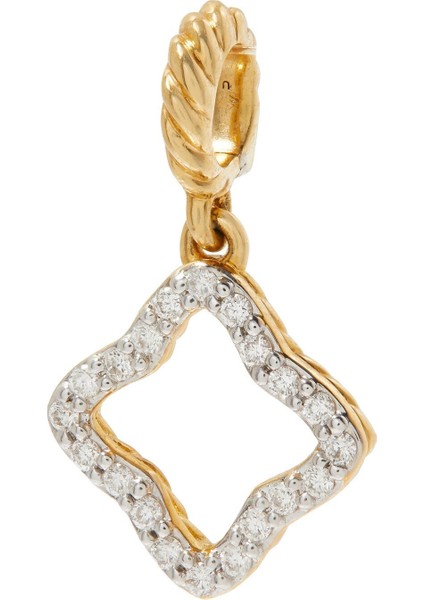 18 Ayar Sarı Altın Pavé Elmaslı Quatrefoil Kolye Ucu