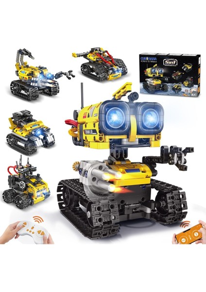 Technik 5'i 1 Arada Uzaktan Kumandalı ve Uygulama Kontrollü Robot Yapım Seti, 560 Parça