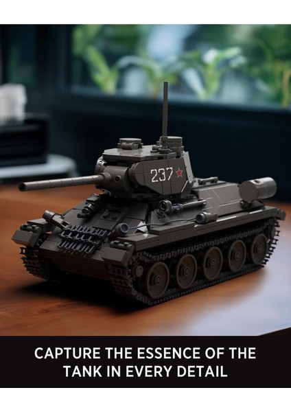 T34/85 Askeri Tank Yapım Seti, 818 Parça, 2. Dünya Savaşı Model Koleksiyonu, Yetişkinler Için