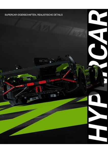 Hypercar Yapı Seti, 1:8 Ölçekli Koleksiyon Arabası, 3699 Parça