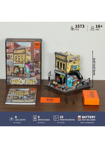 Skate Shop Yapı Blokları Seti, 1573 Parça, LED Işıklı, Sokak Füzyon Modeli