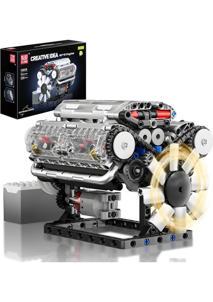 Technic V8 Motor Modeli, 535 Parça, Şeffaf Fonksiyonel Yapı Taşları Kiti