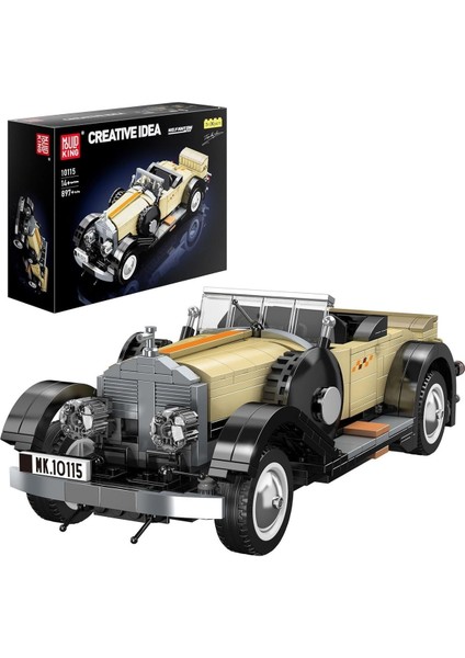 10115 Retro Vintage Spor Araba Yapım Seti, 897 Parça, Koleksiyonluk Model Araba