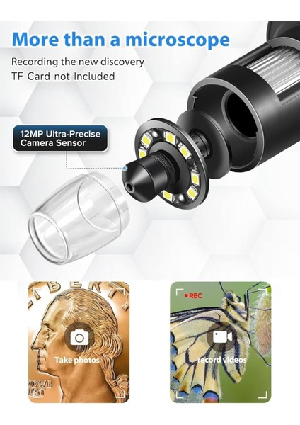1200X Dijital Mikroskop 7 Inç Lcd, 12MP Kamera, USB Bağlantı, LED Işık, Video Kayıt fiyatları