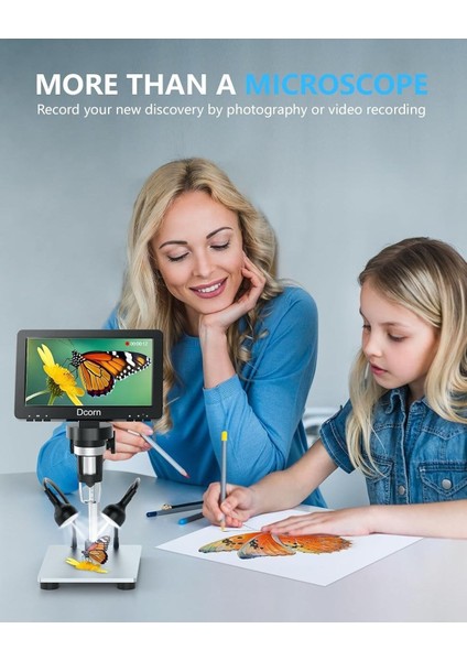 1200X Dijital Mikroskop 7 Inç Lcd, 12MP Kamera, USB Bağlantı, LED Işık, Video Kayıt modelleri
