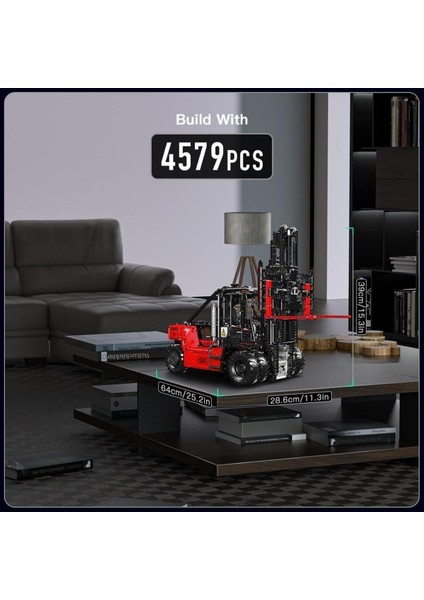 17045 Rc Ağır Yük Forklift Yapım Seti, 4579 Parça, Uzaktan Kumandalı Forklift Modeli, 1:6 Ölçek