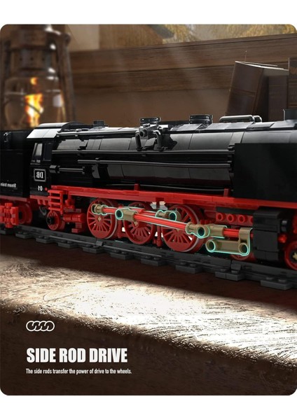 BR01 Retro Buharlı Ekspres Tren Seti, 1173 Parça Lokomotif ve Raylı Model Yapım Kiti