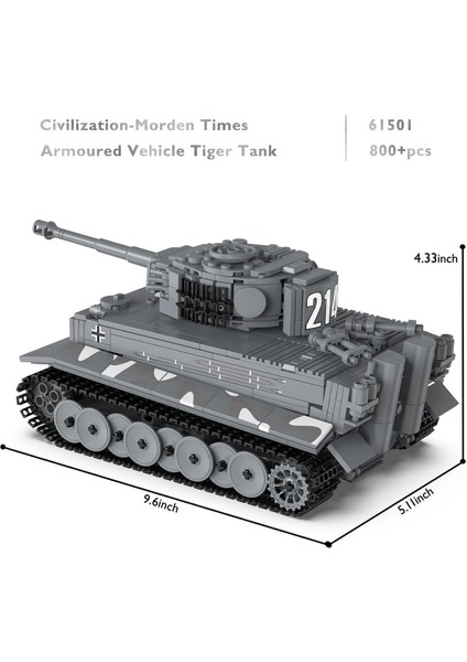 Tank Kelepçeleme Blokları Modeli, 2. Dünya Savaşı Kaplan Tankı, Uzaktan Kumandalı, 800 Parça fiyatları