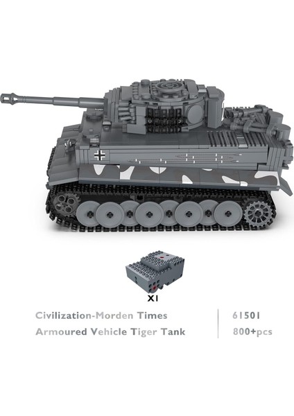 Tank Kelepçeleme Blokları Modeli, 2. Dünya Savaşı Kaplan Tankı, Uzaktan Kumandalı, 800 Parça modelleri