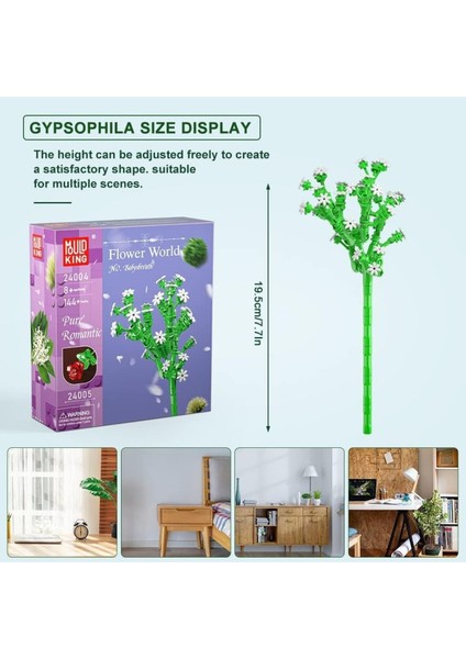 24004 Çiçek Yapı Blokları Seti Botanik Koleksiyonu, 144 Parça, Dıy Yapay Çiçekler
