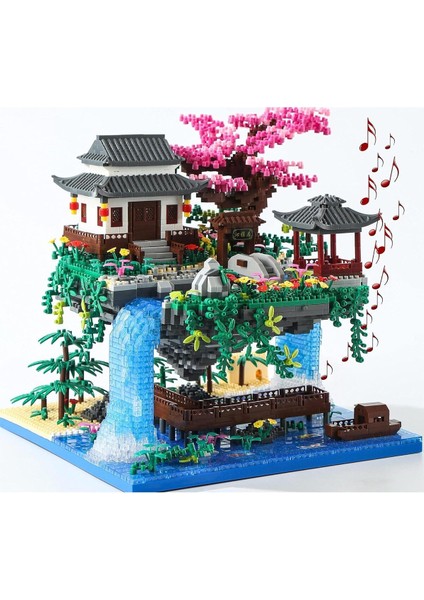Sakura Ağaç Ev Yapı Blokları Seti 3320 Parça, Müzik ve Işıklarla Japon Kiraz Ağacı
