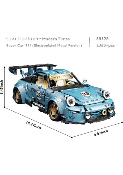 Technic Araba Seti, 1:8 Ölçekli Spor Araba Modeli, Yetişkin ve Çocuklar Için
