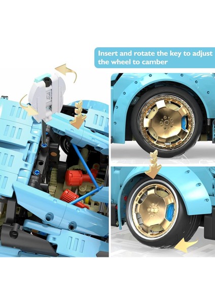 Technic Araba Seti, 1:8 Ölçekli Spor Araba Modeli, Yetişkin ve Çocuklar Için