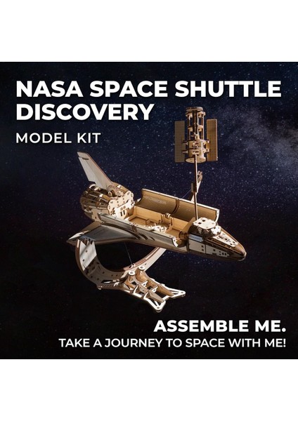 Nasa Uzay Mekiği Discovery Modeli, 3D Ahşap Bulmaca, 1:96 Ölçekli Uzay Mekiği Modeli