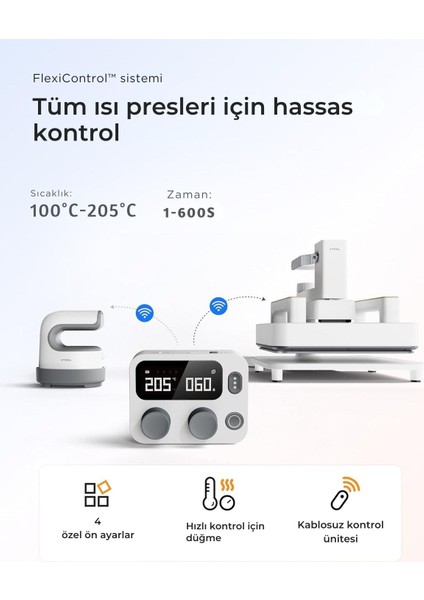 3'ü 1 Arada Isı Pres Takımı, Akıllı Pres, Kontrol Pod'u ve Taşınabilir Mini Ütü Presi ile