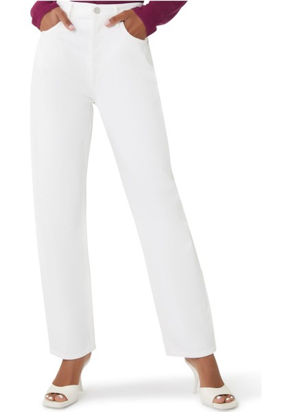 90'lar Esintili Yüksek Bel Düz Jean Pantolon indirimleri