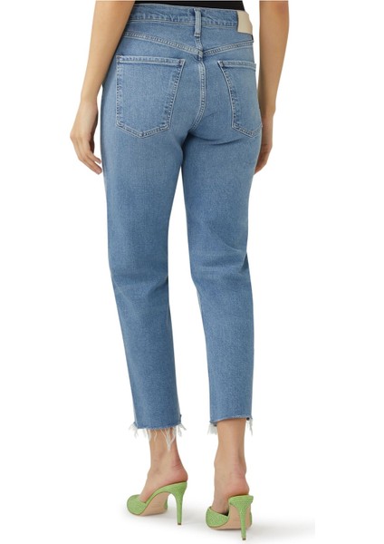 Yüksek Bel Kısa Paça Jean Pantolon