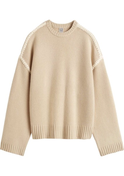 Işlemeli Yün Kaşmir Triko Kazak