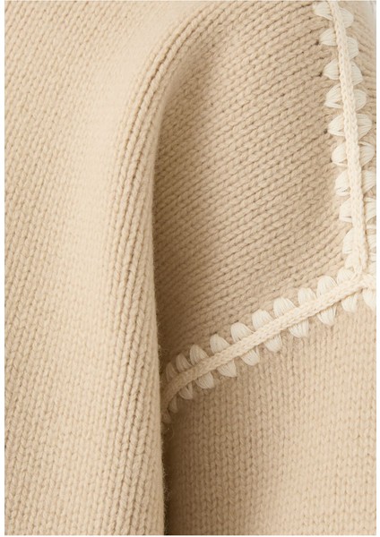 Işlemeli Yün Kaşmir Triko Kazak fırsatları