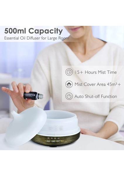 500 ml Metal Aroma Difüzörü, Sessiz, Otomatik Kapanma, 7 Renk Işık, Uçucu Yağlar Için fırsatları