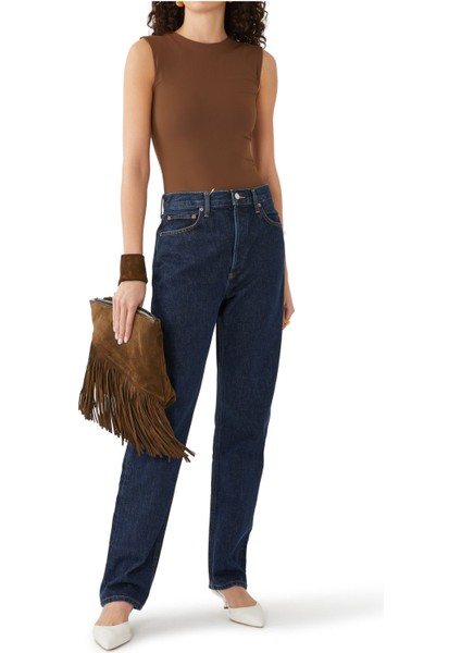 90'lar Yüksek Bel Düz Kesim Uzun Jean fiyatları