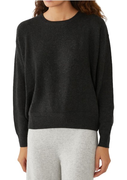 Yumuşak Kaşmir Crewneck Kazak - Gri indirimleri