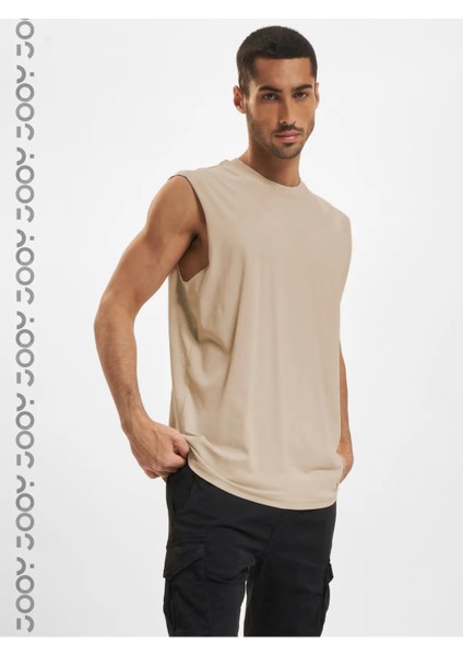 Erkek Pamuklu Antrenman Sporcu Atleti Oversize Kolsuz T-Shirt