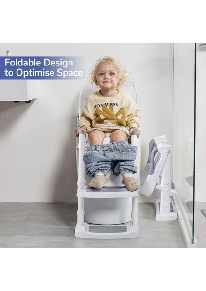 Çocuk Klozet Adaptörü Merdivenli, Pu Pedli, Kaymaz, 1- 7 Yaş, 38- 47 cm Uyumlu indirimleri