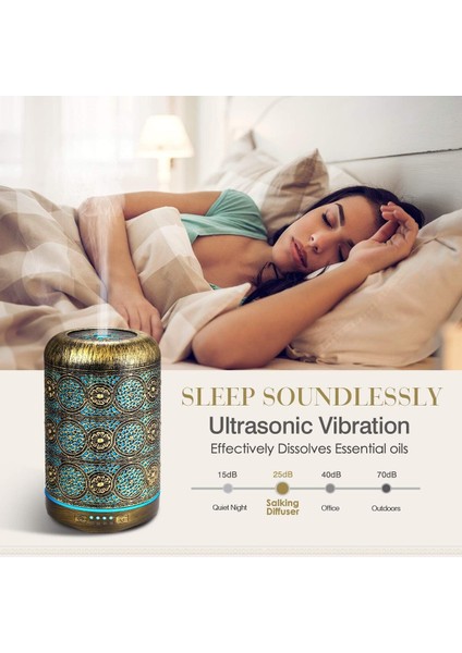 260 ml Metal Aroma Difüzörü, 7 Renk Işık, Otomatik Kapanma, Esansiyel Yağlar Için fırsatları