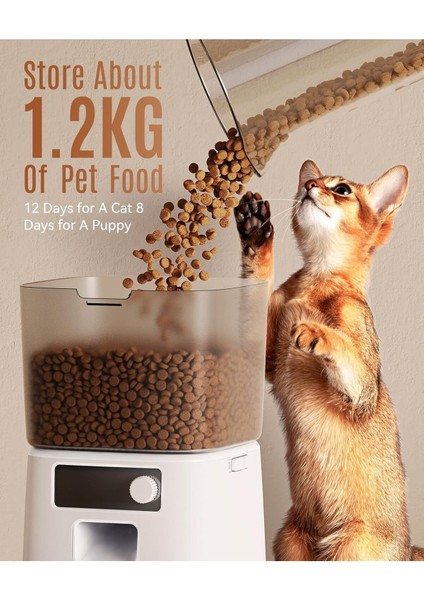 3.5l Otomatik Kedi Besleyici, Wi-Fi Akıllı Uygulama Kontrolü, 1-10 Öğün fırsatları