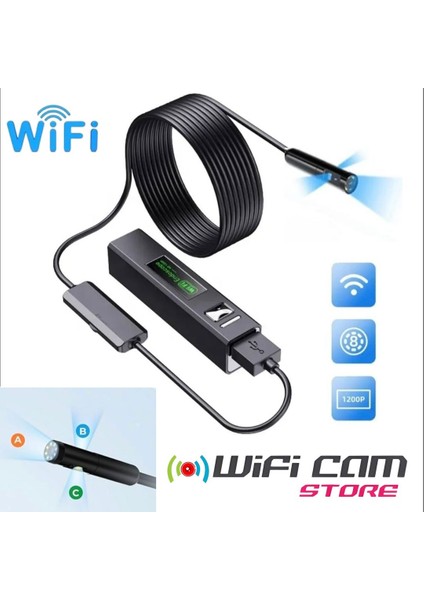 3 Lensli Wifi Yılan Kamera 10 Metre