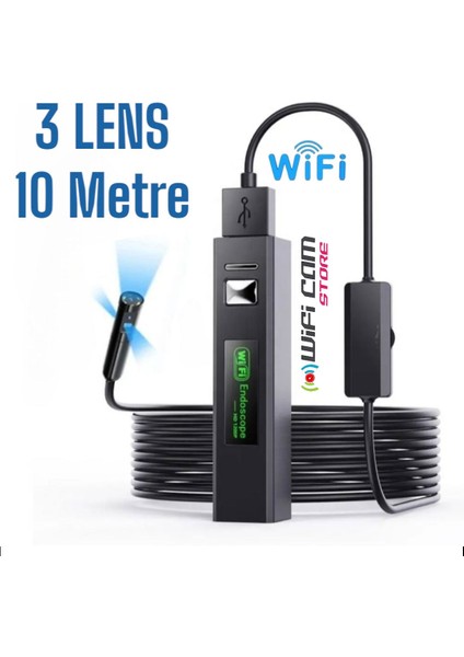 3 Lensli Wifi Yılan Kamera 10 Metre