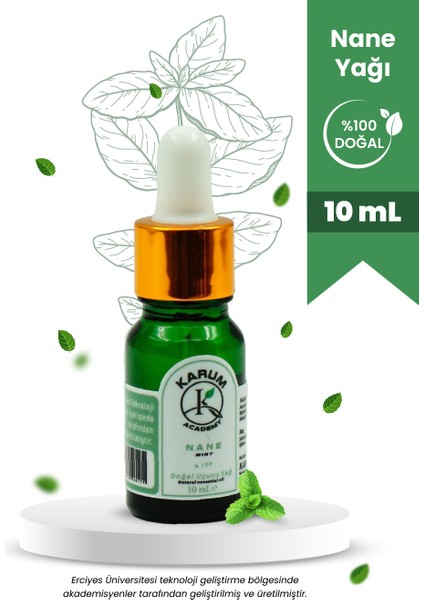 Doğal Cam Damlalıklı Tıbbi Nane Uçucu Yağ 10ml