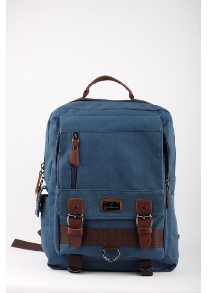 Özel Deri Detaylı Kanvas Sırt Çantası Çok Gözlü, Ergonomik Ve Şık Tasarım