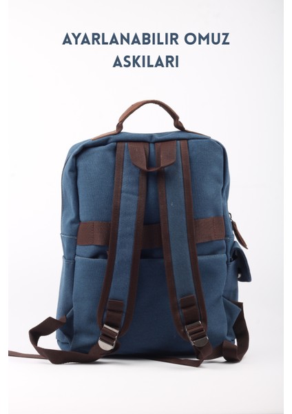 Özel Deri Detaylı Kanvas Sırt Çantası Çok Gözlü, Ergonomik Ve Şık Tasarım fiyatları